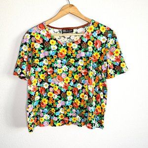 Louise Italian Colorful Floral Boxy Cotton Short Sleeve Tee